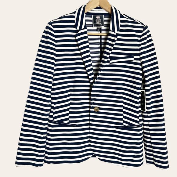 Juicy Couture Regal Angel Stripe Ponte 2 Piece Dress Jacket Set Size L - Picture 2 of 16